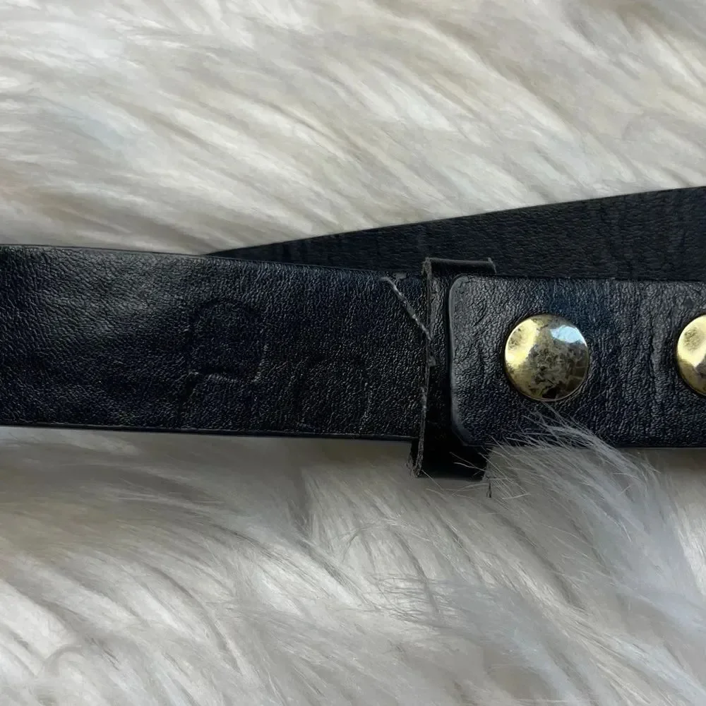 Deena & Ozzy MEOW Fashion Belt Black and Gold Small